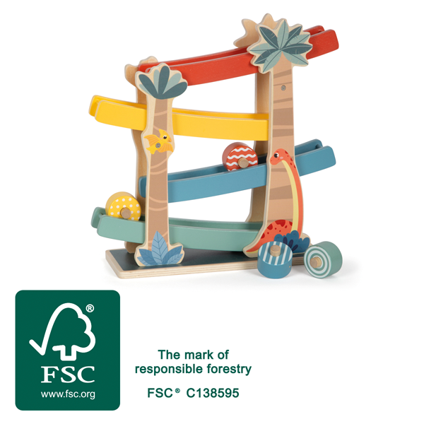 Dino-Kugelbahn zum Spielen mit FSC®-Logo