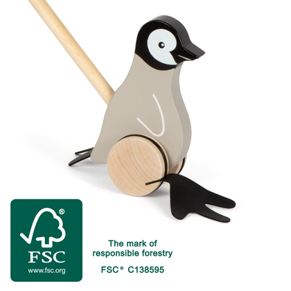 Pinguin-Schiebetier zum Spielen mit FSC®-Logo